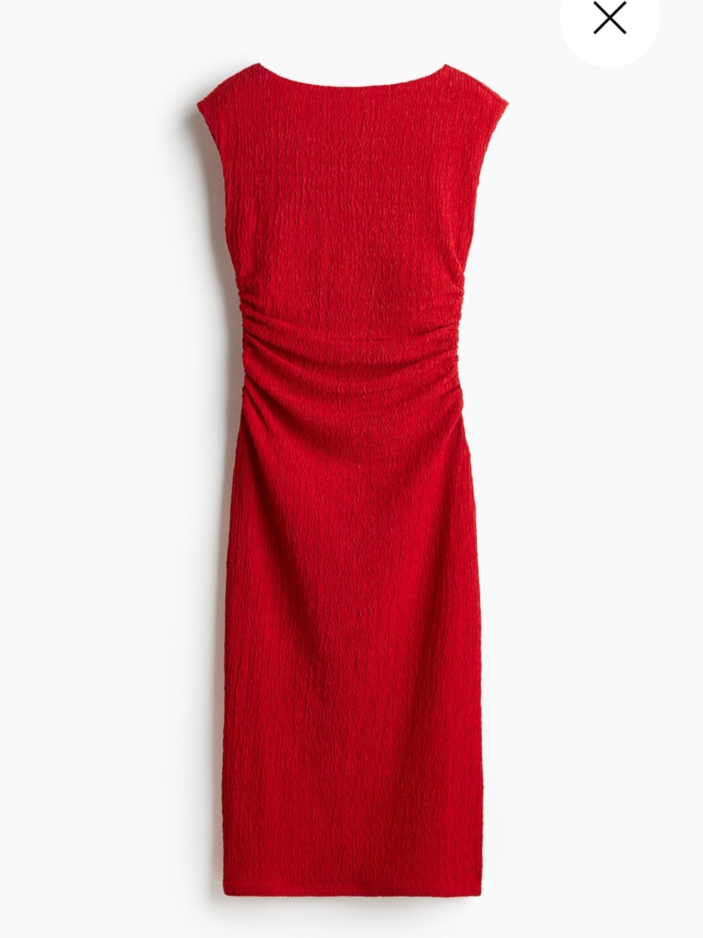H&M Red Textured Boatneck Midi Dress | Size XL - Picture 2 of 7